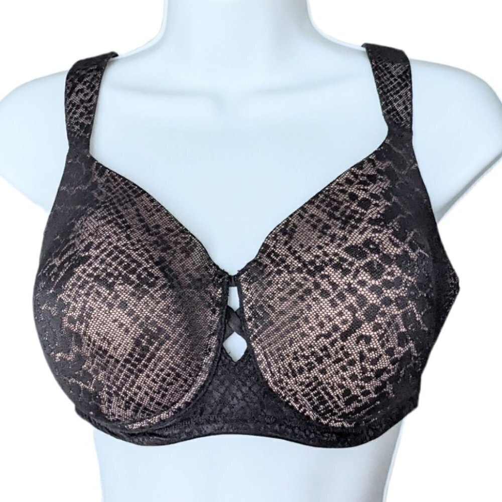 VOGLIO Eva lace wireless lightly ligned bra black nude size 40C